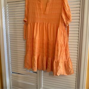 &merci textured, tiered and lined baby doll Orange Women's Dress